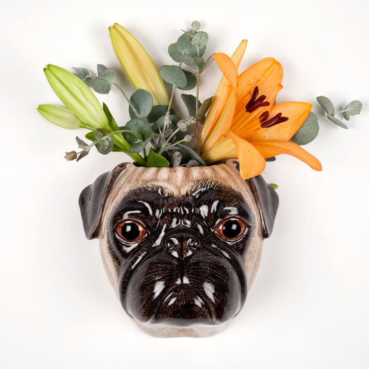 Fawn Pug Wall Vase - Small