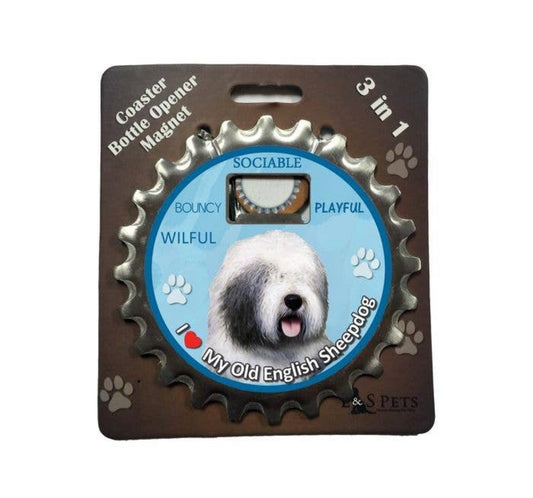 Bottle Opener Magnet - Old English Sheepdog