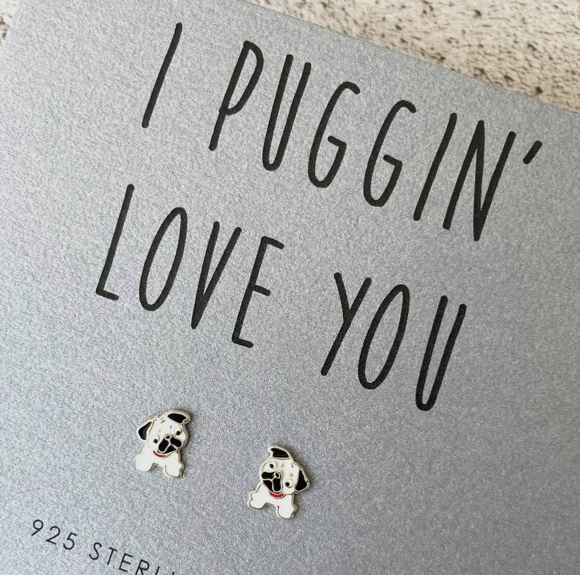 Pug Earrings Sterling Silver 925