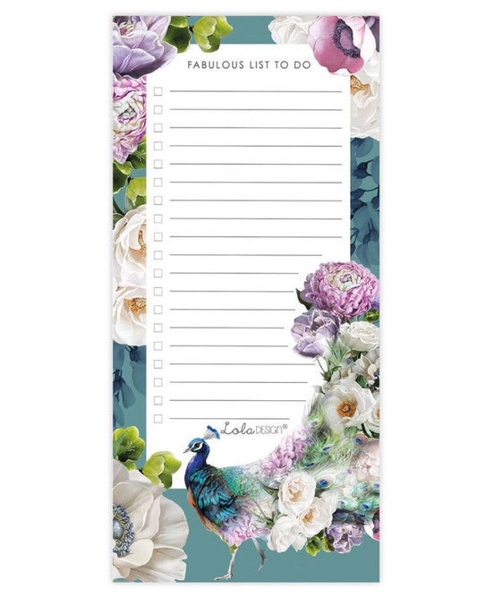 Peacock Magnetic To Do/Shopping List Pad
