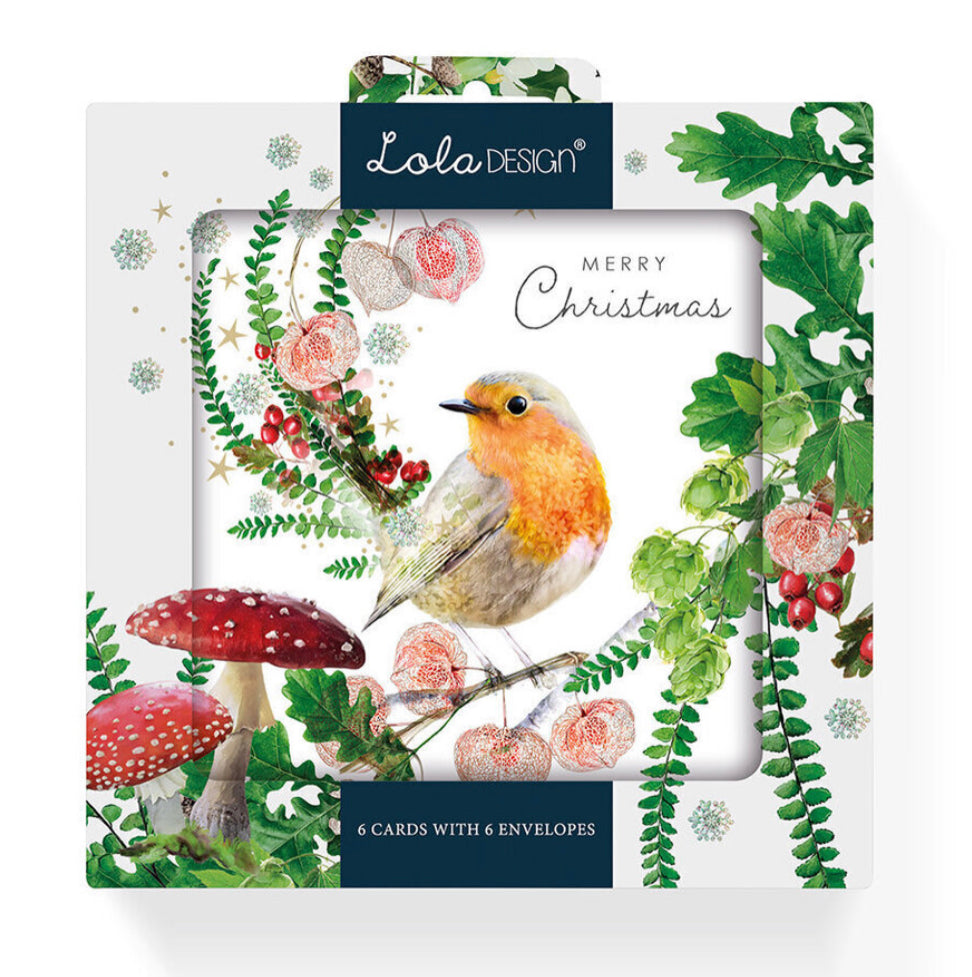 Botanical Robin Christmas Card Pack
