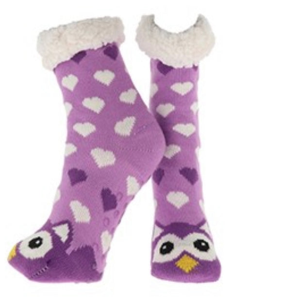Nuzzles Ladies  Slipper Sock - Owls