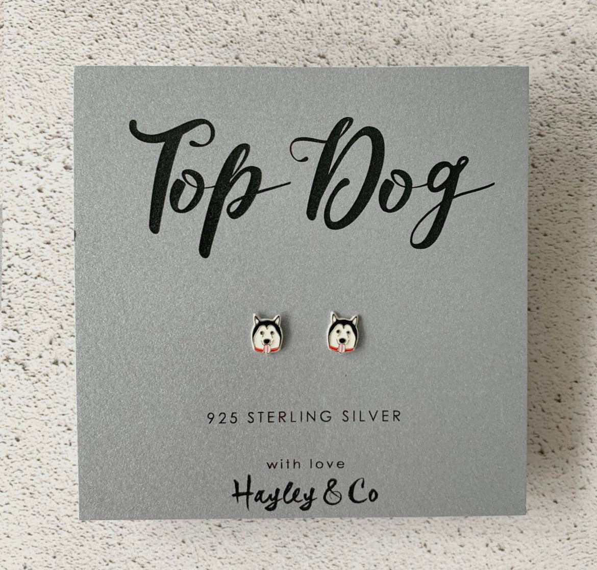 Husky Dog Earrings Sterling Silver 925
