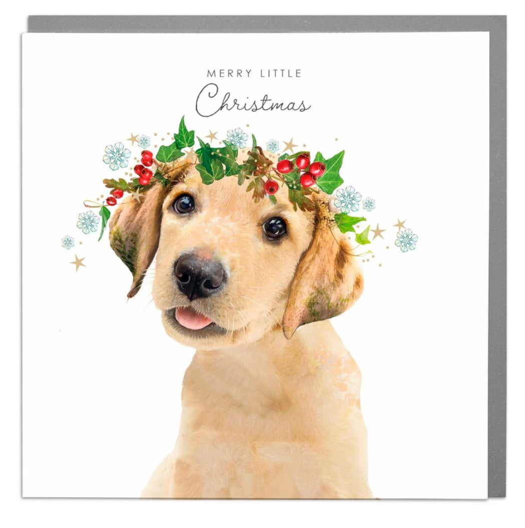 Wildlife Botanical Labrador Puppy Christmas Card