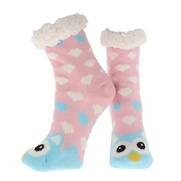 Nuzzles Ladies  Slipper Sock - Owls