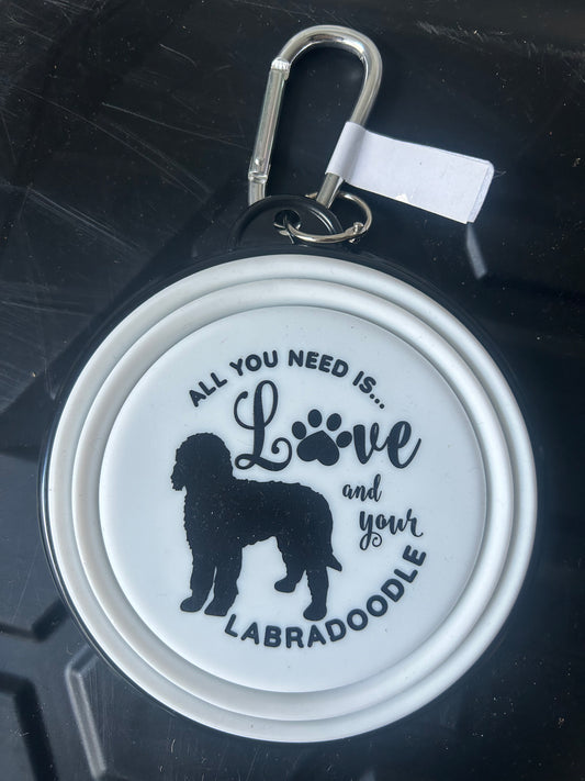 Labradoodle Collapsible Travel Bowl - Small