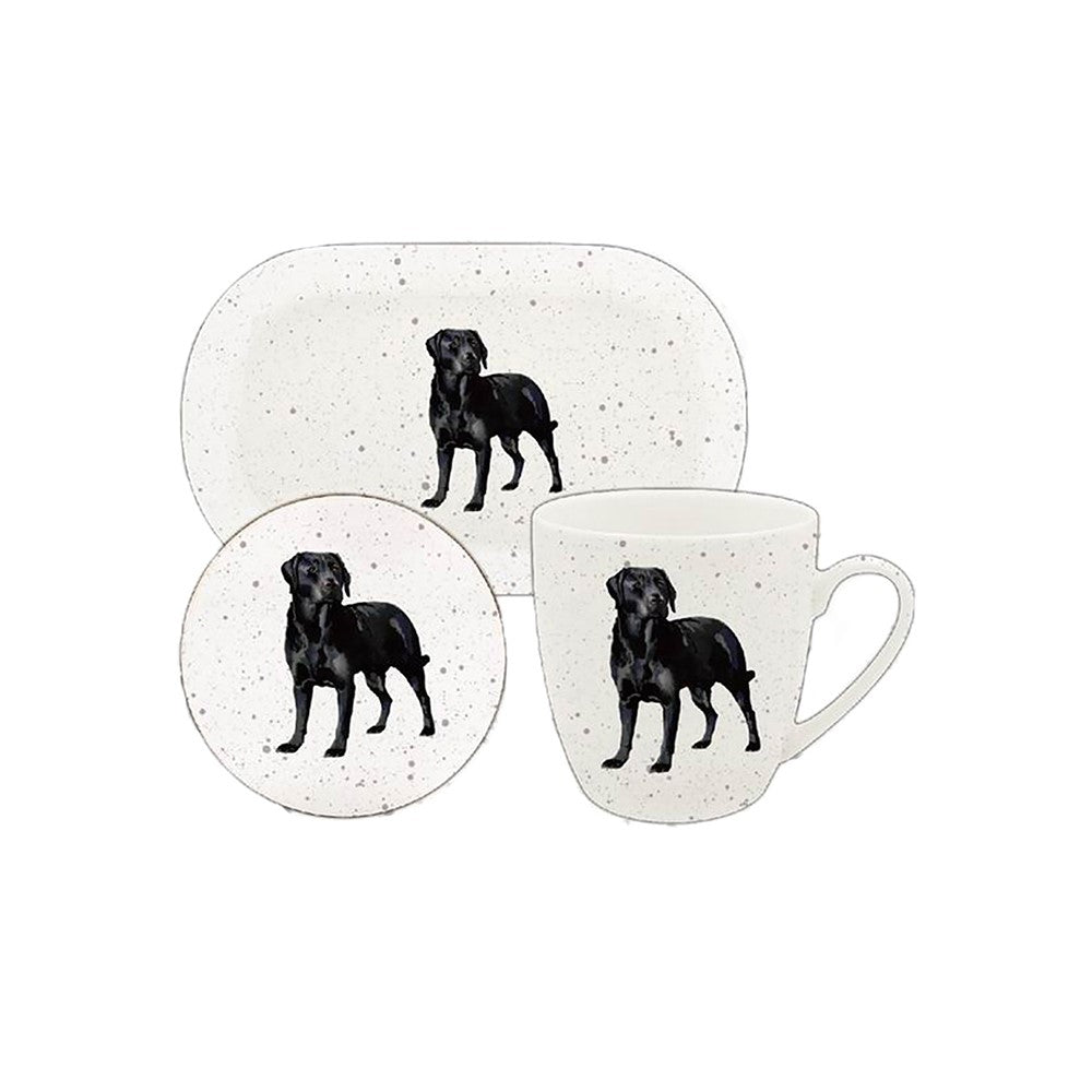 Labrador  - 3 Piece Set - Mug, Coaster and Mug Tray - Black or Yellow