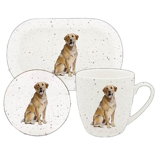 Labrador  - 3 Piece Set - Mug, Coaster and Mug Tray - Black or Yellow