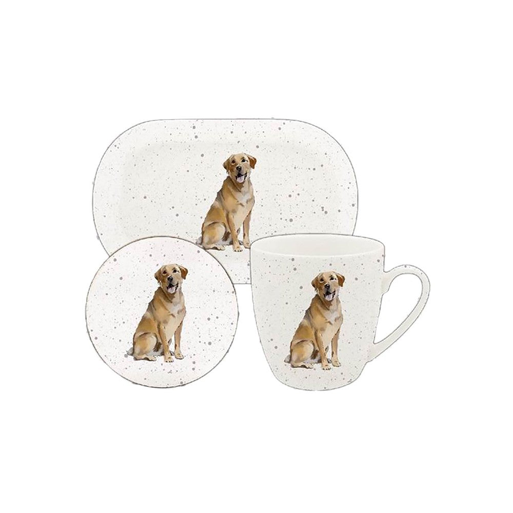 Labrador  - 3 Piece Set - Mug, Coaster and Mug Tray - Black or Yellow