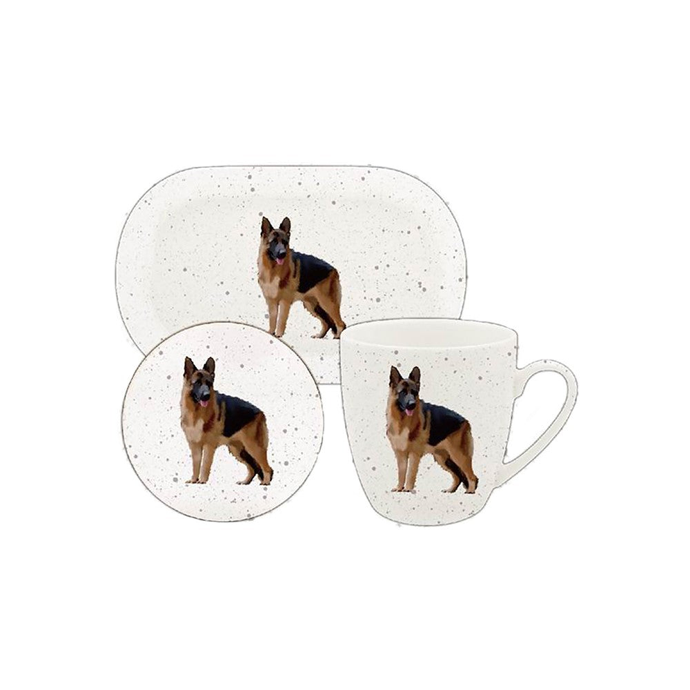 German Shepherd - 3 Piece Set - Mug, Coaster and Mug Tray