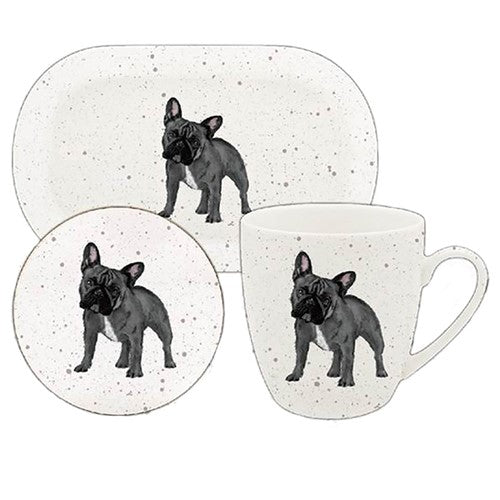 French Bulldog (Frenchie) - 3 Piece Set - Mug, Coaster and Mug Tray
