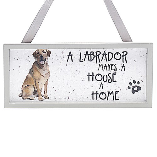 A Labrador (Yellow) Makes A House A Home Wooden Sign - Waggy Tails
