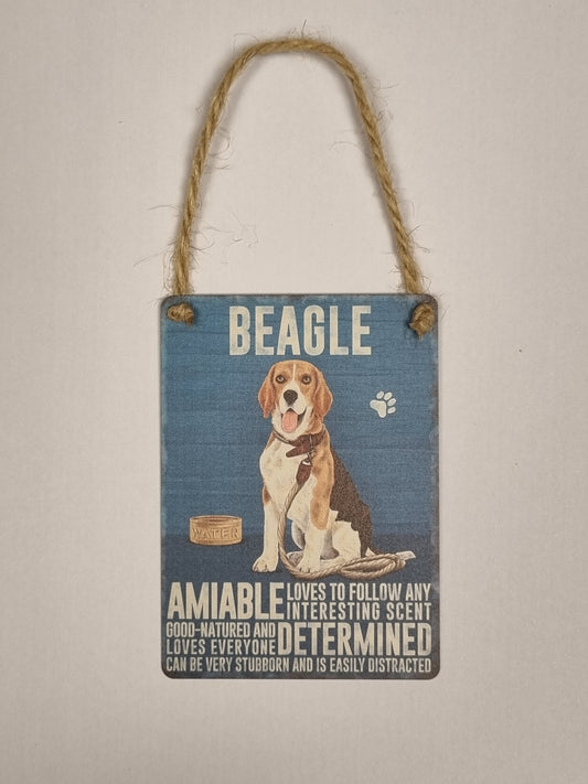 Beagle Mini Metal Plaque Sign