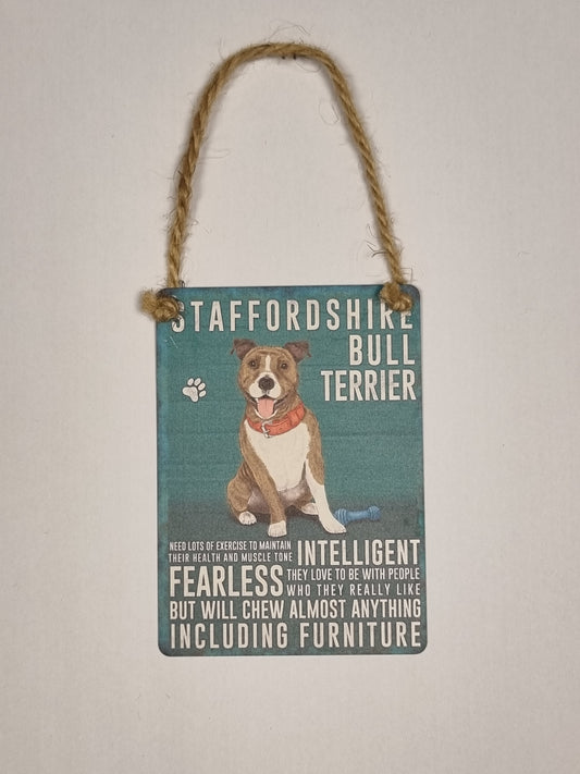 Staffordshire Bull Terrier Mini Metal Plaque Sign