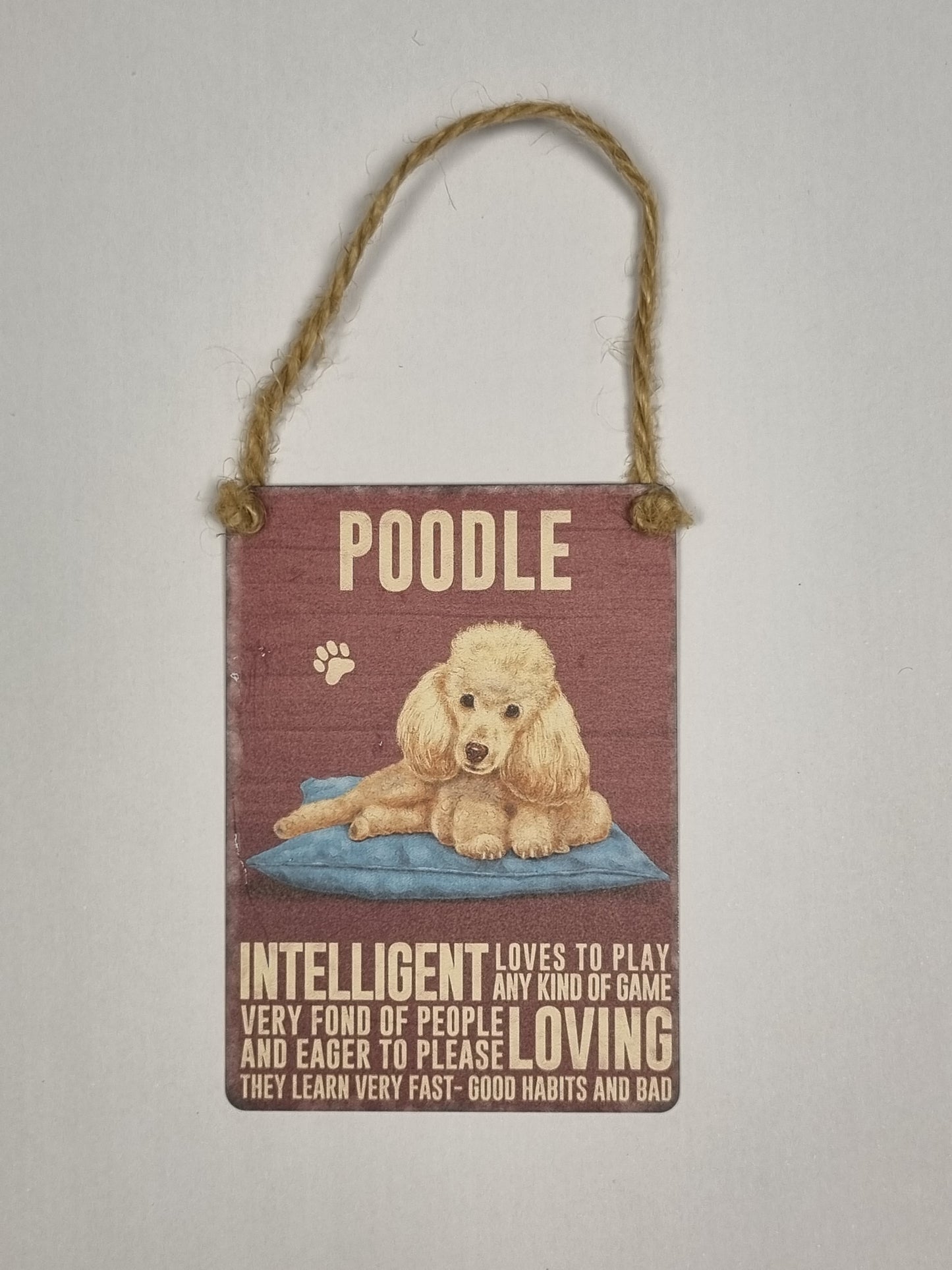Poodle Mini Metal Plaque Sign