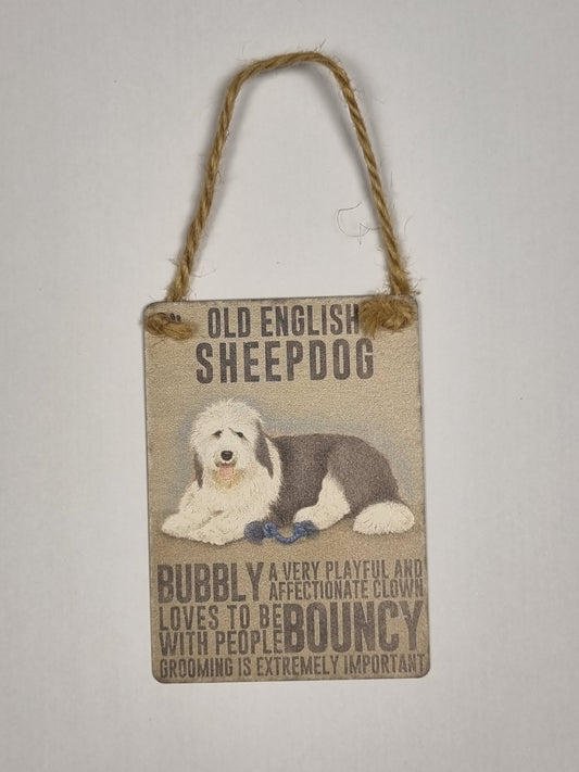 Old English Sheepdog Mini Metal Plaque Sign