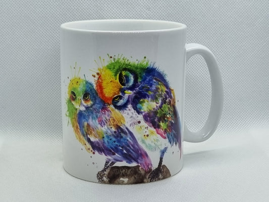 Splatter Rainbow Owls Mug