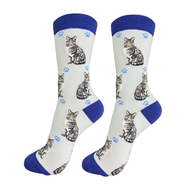 Silver Tabby Cat Socks - Full Body