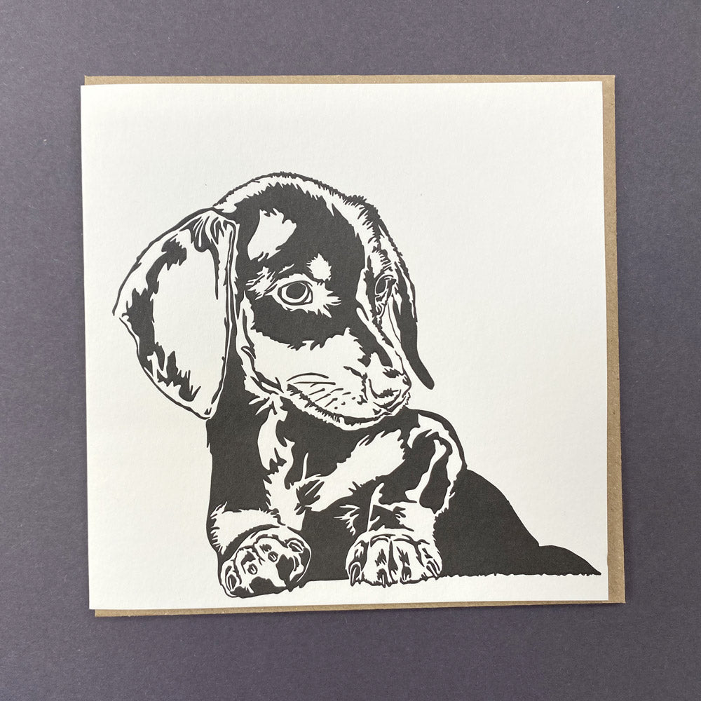 Letterpress Dachshund Puppy Card