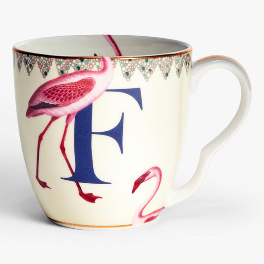 Yvonne Ellen Alphabet Mug - F, Flamingo