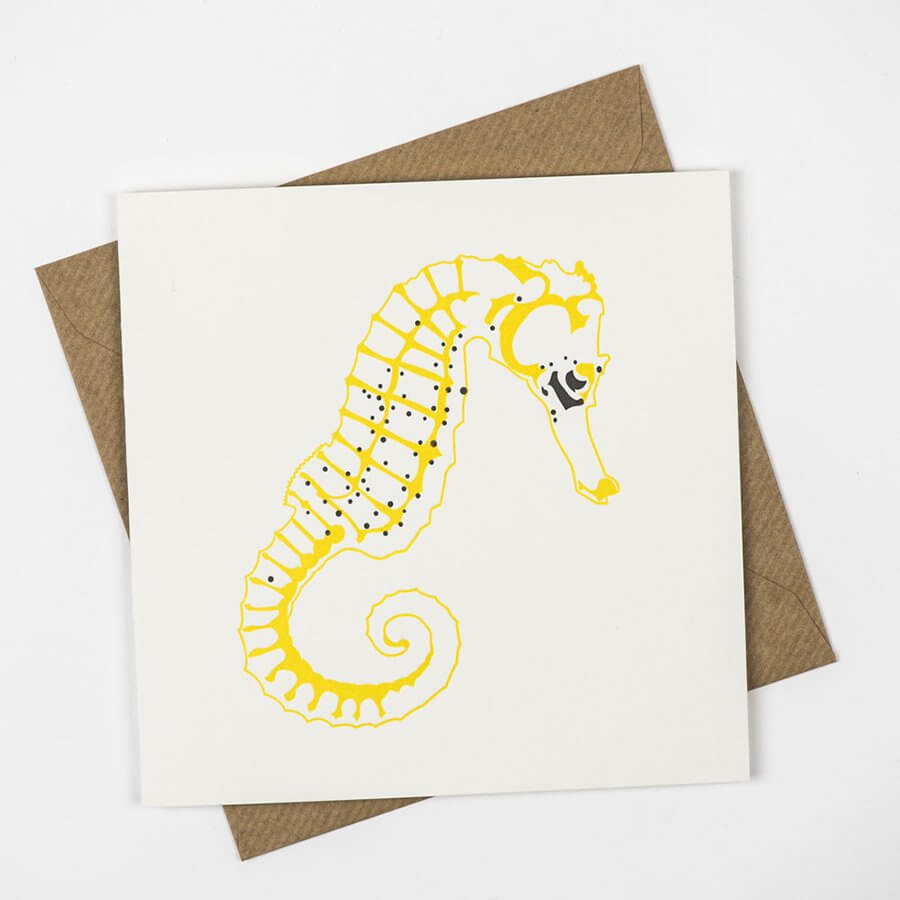 Letterpress Seahorse Card