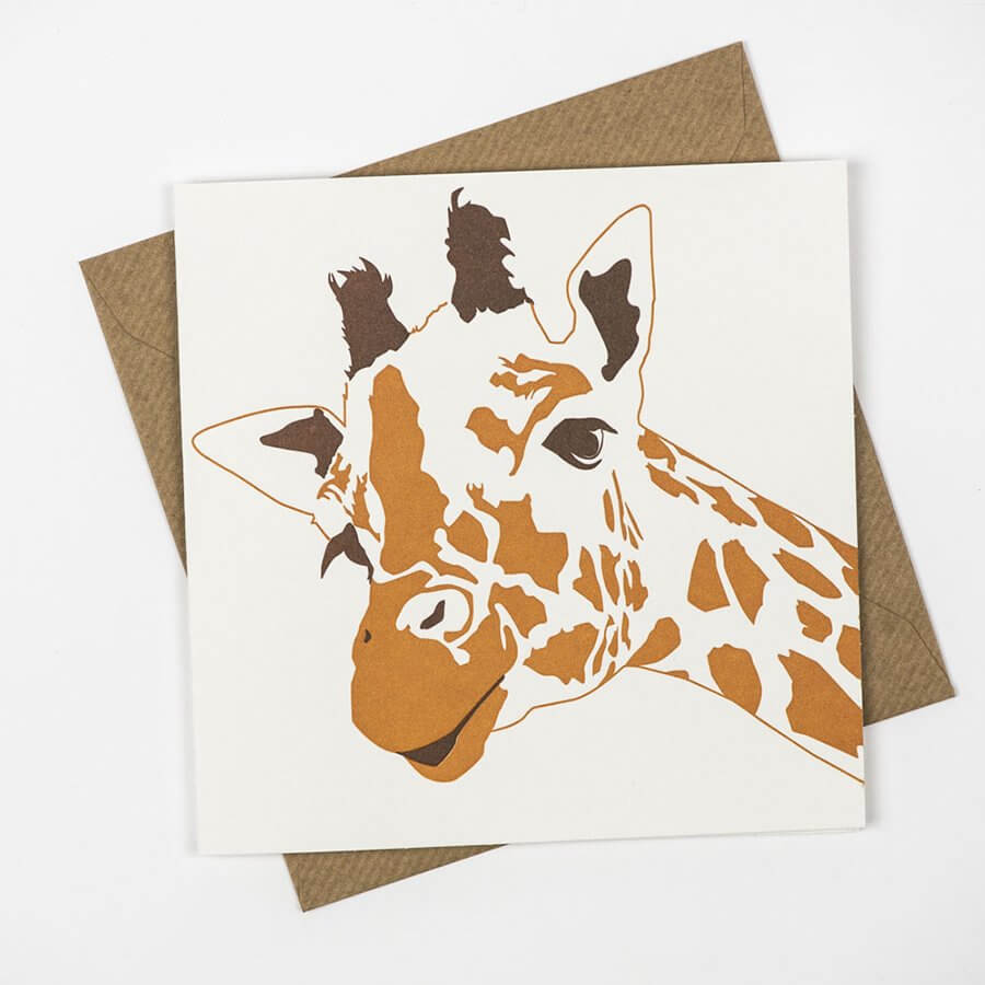 Letterpress Giraffe Card