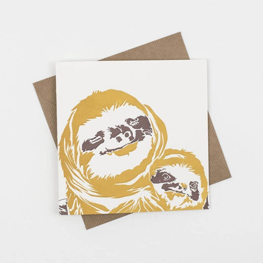 Letterpress Sloth Card