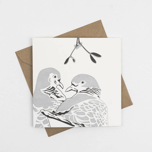 Letterpress Turtle Doves Christmas Card