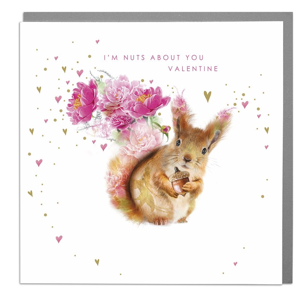 "I'm Nuts About You Valentine" Squirrel Valentine's Card