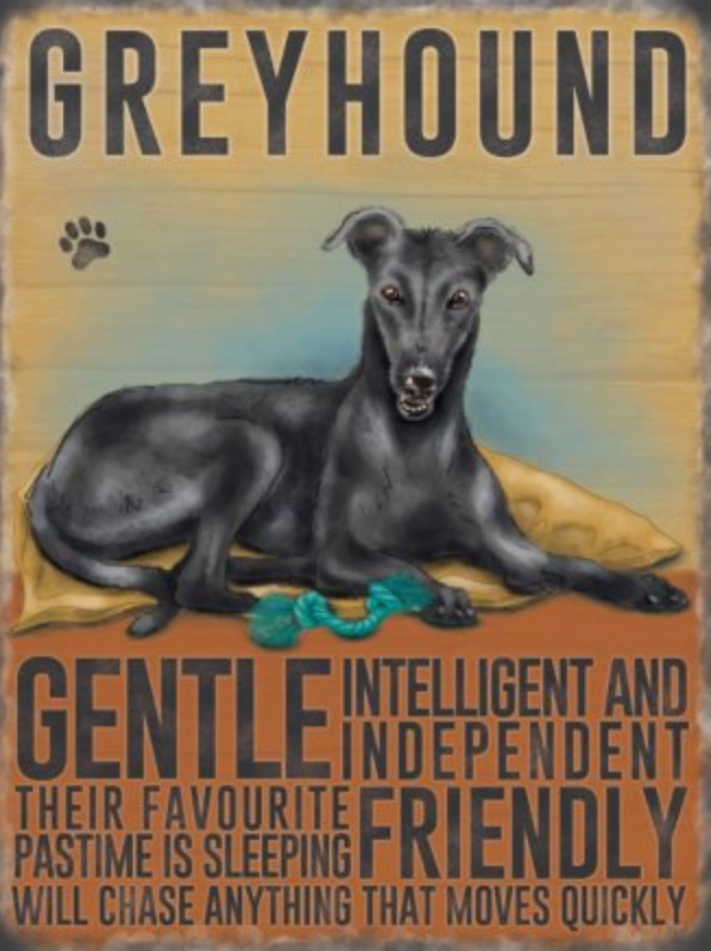 Greyhound Mini Metal Plaque - Black, Cream - Blind Giraffe