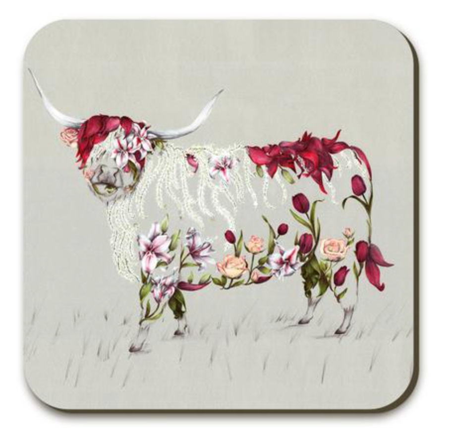 Rustic Highland Cow Coaster