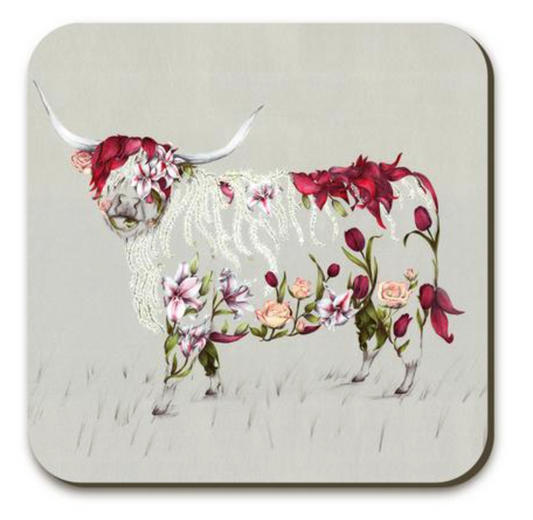 Rustic Highland Cow Coaster