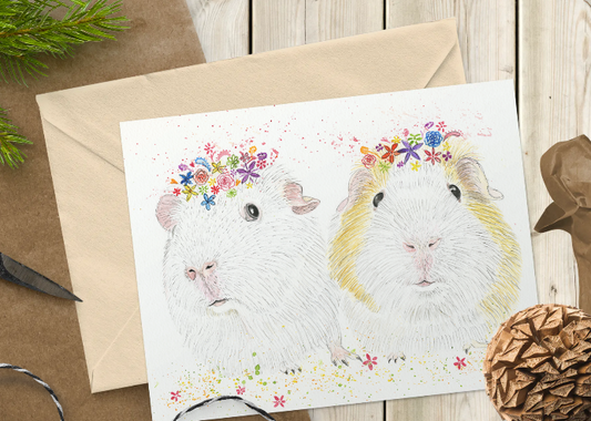 Bubble and Squeak Guinea Pigs Greeting Card
