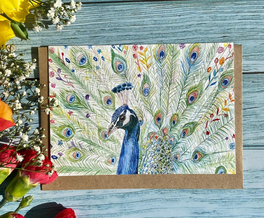 Picasso the Peacock Greeting Card