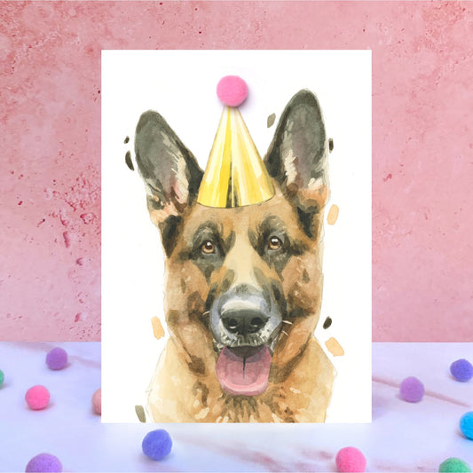 German Shepherd PomPom Birthday Card