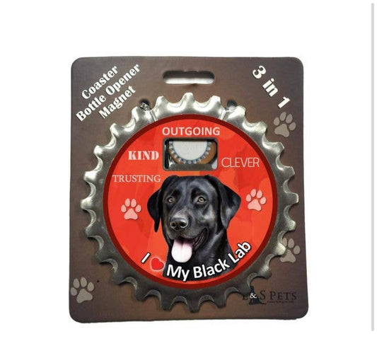 Bottle Opener Magnet - Black Labrador
