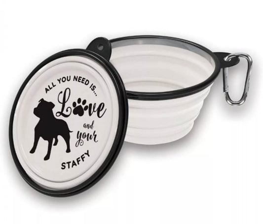 Staffordshire Bull Terrier Collapsible Travel Bowl - Small