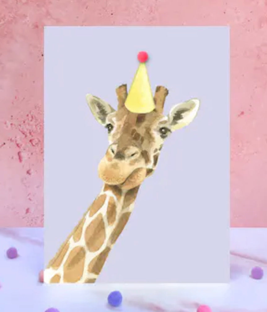 Giraffe PomPom Birthday Card