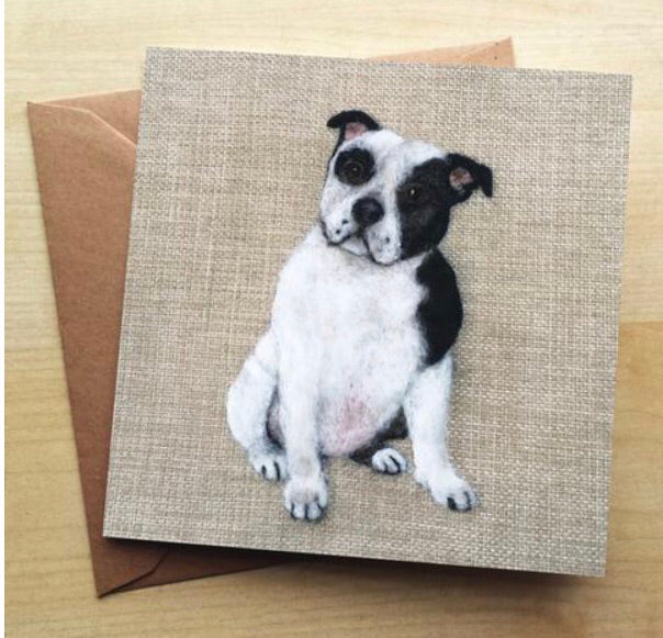 Staffy Black White (Staffordshire Bull Terrier) Card