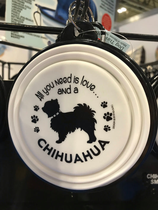 Chihuahua (Long Haired) Collapsible Travel Bowl (small)