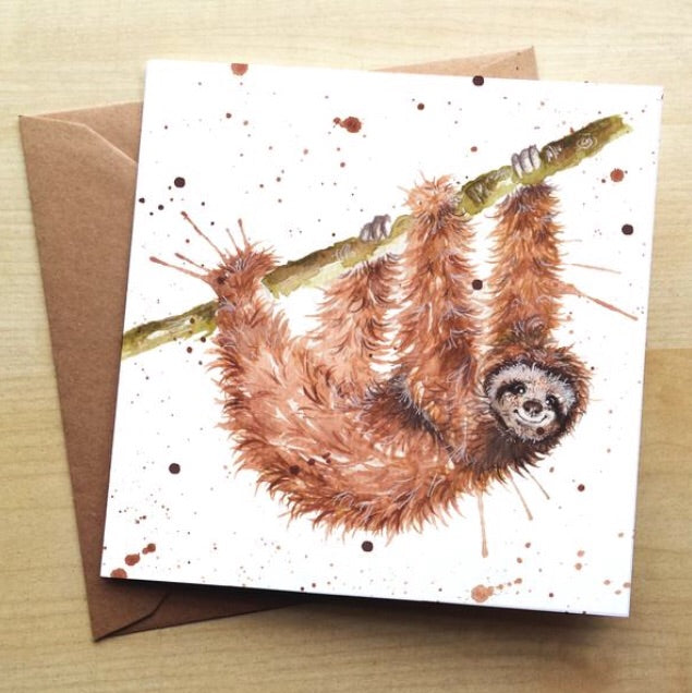 Splatter Sloth Card - 'Just Hanging'