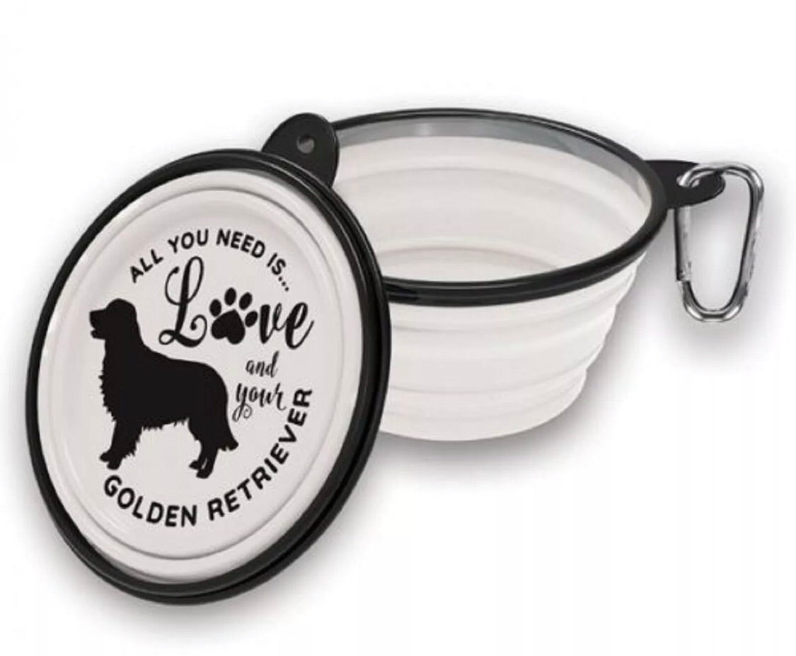 Golden Retriever Collapsible Travel Bowl